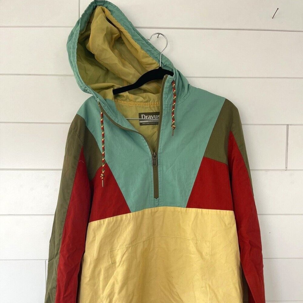 Dravus Colorblock Pullover Anorak Jacket | Small | Teal/Red/Olive/Yellow